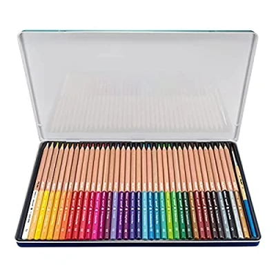 Imagen de MILAN, Caja metálica 36 lápices de colores acuarelables mina gruesa diámetro 3,5 mm hexagonales pincel