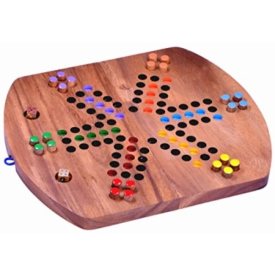 Imagen de LOGOPLAY Ludo para 6 Jugadores Juego de Dados Mesa Familiar Madera con Tablero Plegable Multicolor