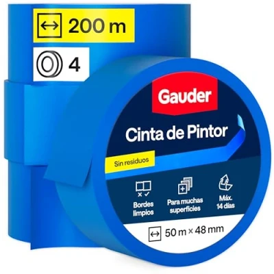 Imagen de GAUDER Cinta de pintor (48 mm x 50 m) 4x carrocero para pintar enmascarar