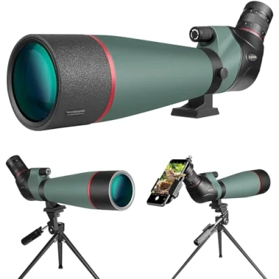 Imagen de JoyDate Miras de detección HD 20 60 x 80 mm con trípode, adaptador para smartphone, bolsa transporte, BAK4, impermeable, alcance tiro al objetivo, observación aves, caza, vida silvestre