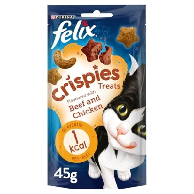 Imagen de Felix Snacks de la gama Crispies sabor a carne vaca y pollo para gatos (8 Paquetes) x 45g) (Puede Variar)