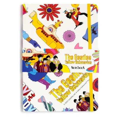 Imagen de Puckator Cuaderno A5 a rayas de papel reciclado Yellow Submarine, Beatles Blanco