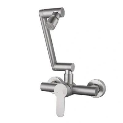Imagen de Grifo de Pared Cocina Monomando Fría y Caliente Acero Inoxidable Fregadero Cepillado