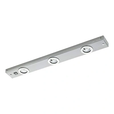Imagen de EGLO Kob luz led para montar bajo mueble, lámpara de cocina 3 focos metal en plata con interruptor basculante, cocina, blanco cálido