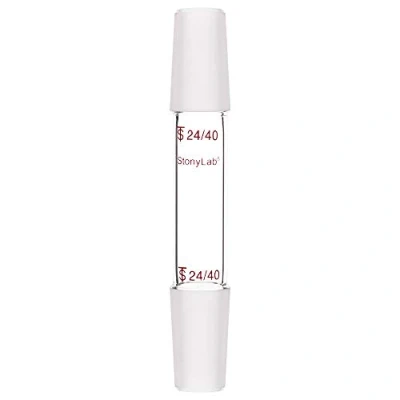 Imagen de stonylab Glass 24/40 Adaptador de Tubo Cristal Laboratorio, Vidrio Borosilicato 70 mm Entre Dos Juntas Cónicas Internas Tierra para Suministro Laboratorio