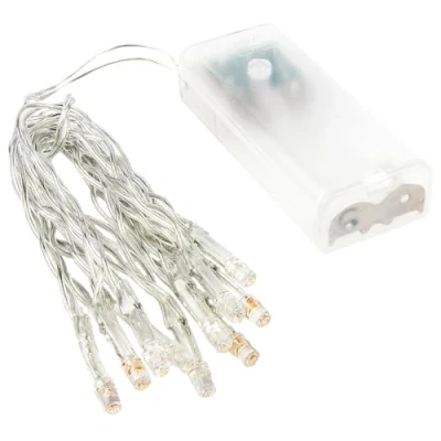 Imagen de Cadena de luces LED, lámparas blanco cálido, 5 mm diámetro, 15 cm distancia, incluye temporizador, 10