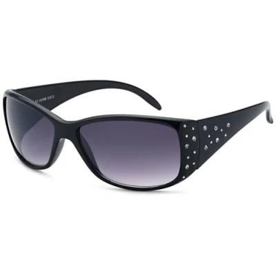Imagen de styleBREAKER Gafas de sol redondas para mujer sin montura con lentes corte diamante tintado, patillas relieve 09020118, color:Montura oro/vidrio marrón gradiente