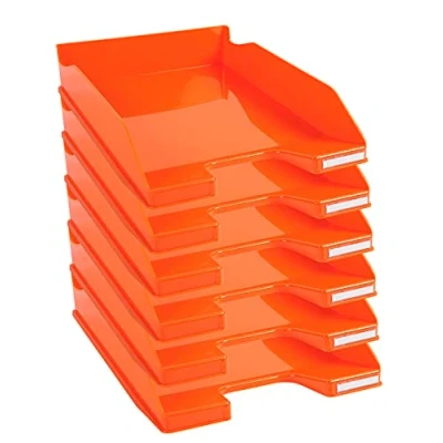 Imagen de Exacompta 113288D juego de 6 bandejas para documentos COMBO MIDI dimensiones 34,6 x 25,5 6,5 cm en formato A4 + color mandarina brillante