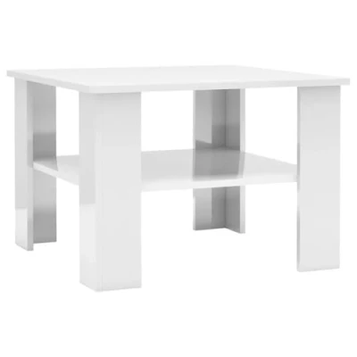 Imagen de vidaXL Mesa de Centro Contrachapada Mobiliario Hogar Elegante Práctica Moderna Duradera Resistente Robusta Útil Funcional Blanca Brillante 60x60x42cm