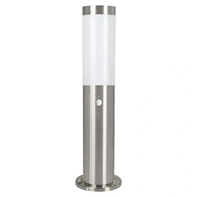 Imagen de Eglo foco LED para exteriores Helsinki, luz exterior de 1 con detector movimiento, sensor trayectoria, acero inoxidable y plástico, color plateado, blanco, zócalo E27, IP44