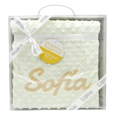 Imagen de various Manta de Bebe Personalizado con su Nombre Bordado, copito (Beige)