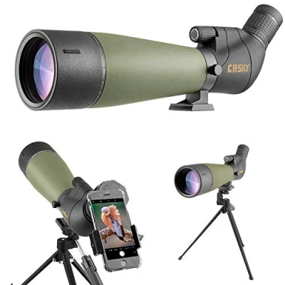 Imagen de Gosky Alcance de detección 20 60 x 80 Pulgadas con trípode, Bolsa Transporte y Adaptador para teléfono Inteligente BAK4 HD Ángulo Spotter Scope Impermeable Tiro al Objetivo,