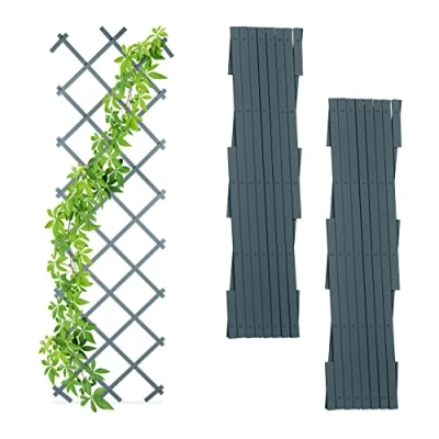 Imagen de Relaxdays Pack 3 Soportes Reja Trepadoras, Guías Plantas Enredaderas Plegables, 180 cm, Jardín, Balcón o Terraza, Gris