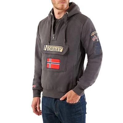 Imagen de Geographical Norway GYMCLASS Men Sudadera Capucha Bolsillos Hombre Chaqueta Casual Hombres Abrigo Camisetas Camisa Manga Larga Hoodie Deportiva Regular Fitness Jacket Tops (Gris Oscuro XXL)