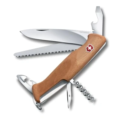 Imagen de Victorinox, Ranger 55 Wood, Navaja Multiuso Suiza, Cuchillo bolsillo, Regalo, 10 Funciones, Hoja grande, Abrelatas, Bloqueable