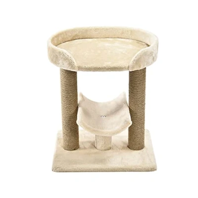 Imagen de Amazon Basics Top Platform Árbol para gatos con poste rascador 18 x 14 22 pulgadas, color beige