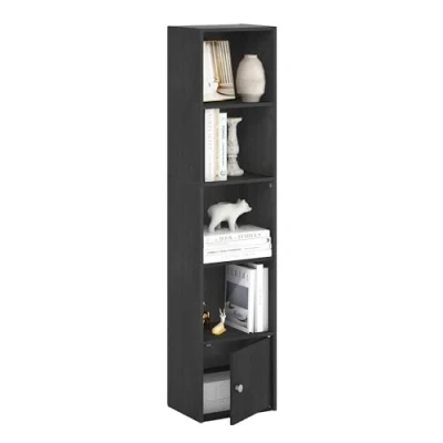Imagen de Furinno Luder Biblioteca de 5 Niveles con 1 Puerta Almacenamiento, Madera Negra