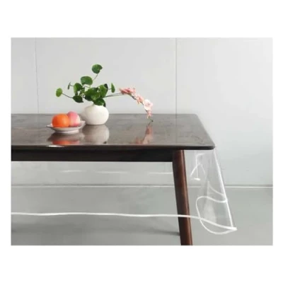 Imagen de A2ZWORLD Mantel transparente de PVC para mesa comedor, pícnic, impermeable, resistente al desgaste, fácil limpiar (rectangular, 180 x 140 cm)