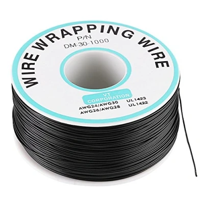 Imagen de 30AWG 0.25mm Cable de Prueba Aislamiento Hilo Conductor Embalaje Cobre Estaado Negro 250M