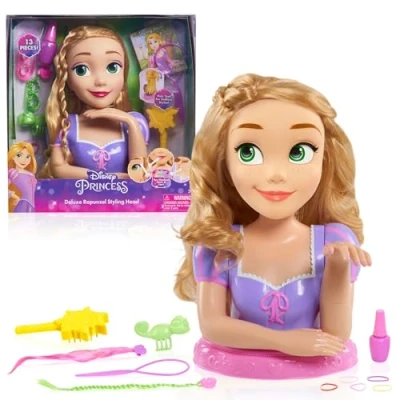 Imagen de Disney Princess Deluxe Rapunzel Styling Head, 13 Piezas, Juguetes para niños a Partir de 3 años Just Play
