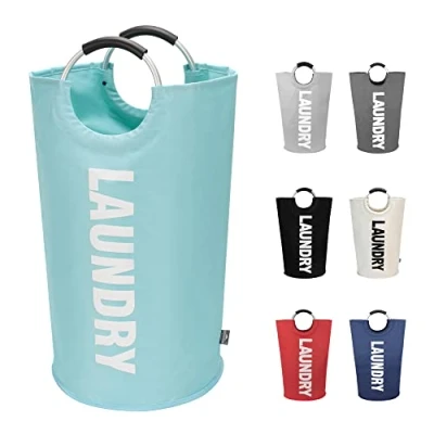 Imagen de DOKEHOM 90L Bolsas Cestos para la colada, Gran servicio de lavandería, plegable bolsa lavado ropa Bin (Luz Azul)