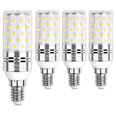 Imagen de SAUGLAE LED Maíz Bombilla 12W, 100W Incandescente Equivalentes, 3000K Blanco Cálido, E14 Tornillo Edison Pequeño, 1450lm, 4 Pack