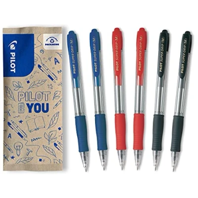 Imagen de Pilot Flowpack 6uds Super Grip Bolígrafo retráctil colores surtidos 2 Azules, Negros, Rojos Punta Media