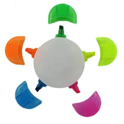 Imagen de Rotulador de 5 colores en 1, con forma flor y estrella arcoíris (rosa, amarillo, azul, verde, naranja)
