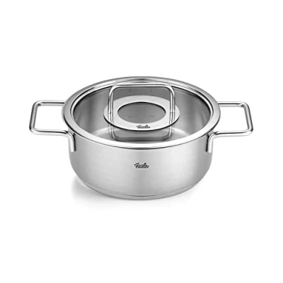 Imagen de Fissler Pure Collection Rustidera de 2,4 L y 20 cm Diámetro, Acero Inoxidable, con Tapadera Metálica, Escala Medición Interior, Inducción