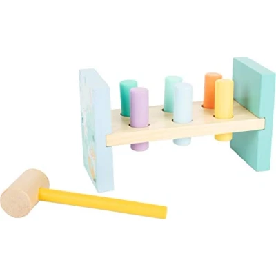 Imagen de Small Foot 11723 Banco para martillar, Madera en Colores Pasteles de Moda, a Partir 18 Meses. Animal Toys, Multicolor, (11723)