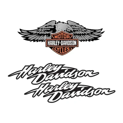 Imagen de Pegatinas retro reflectantes para casco de moto homenaje a Harley Davidson Pack águila (3 pegatinas)