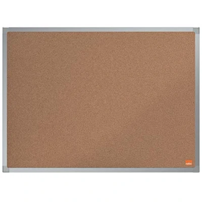 Imagen de Nobo Tablero de Anuncios Corcho, 600 x 450 mm, Marco Aluminio, Fijado a la Pared con Montaje en las Esquinas, Gama Essence, Marrón Claro, 1915460