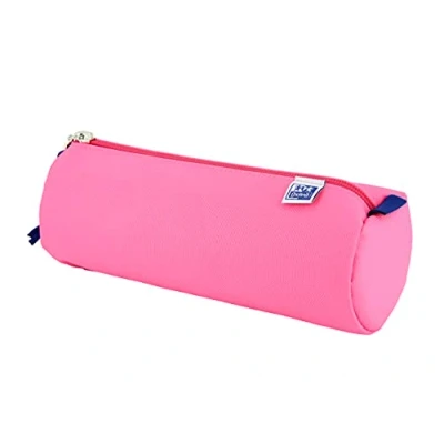Imagen de Oxford, Estuche Escolar Redondo Grande con Goma Elástica, 22 cm, Color Rosa Fucsia