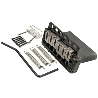 Imagen de Wilkinson WVP6 SB 54mm 5 + 1 Agujero Guitarra Strato Puente Tremolo con Silletas Acero Inoxidable SUS Bloque de Completo para Import Strat/Japan Strat, Negro