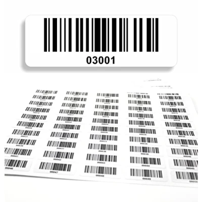 Imagen de Etiquetas con código de Barras 03001 04000, 5 dígitos, 1000 Unidades 50 x 17 mm, inventario preimpresos, Autoadhesivas, Fabricado en Alemania