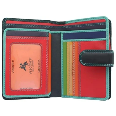 Imagen de Visconti Bolso de piel para mujer estilo RB51 con bloqueo RFID, Negro/Rhumba, Talla única, Moderno