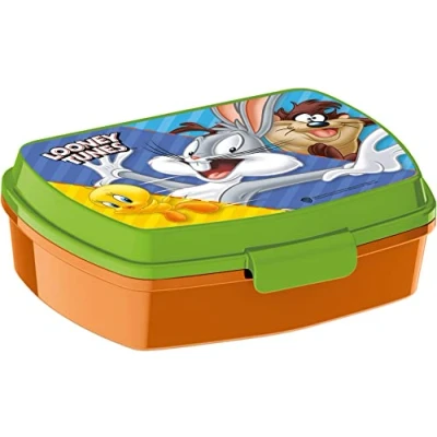 Imagen de ALMACENESADAN 4820, Pack vuelta al cole Loony Tunes; compuesto por fiambrera Sandwichera rectangular multicolor, producto reutilizable, sin BPA