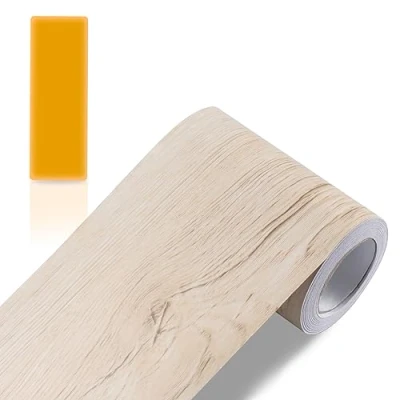 Imagen de ZTVOWTO Color de grano madera Adhesivo autoadhesivo para pared con borde papel pintado impermeable Cenefa adhesiva diseño decoración del hogar, （10） cm x m, (Arce blanco)