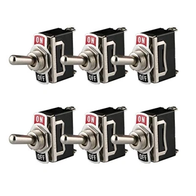 Imagen de Gebildet 6 Piezas Conmutador de Palanca SPST 12V 24V 48V 110V/10A, 220V 230V/6A, Interruptor ON/Off 2 Posiciones Pin, Rocker Toggle Switch para Auto Vehiculo Barco (Negro)