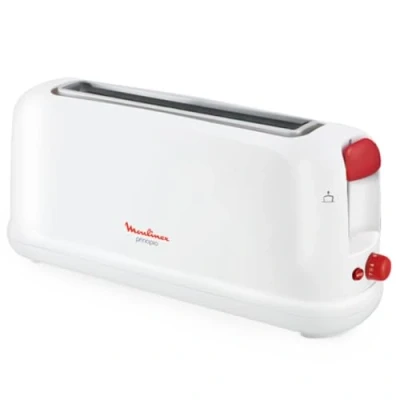 Imagen de Moulinex Principio LS160111 Tostadora de una ranura larga 25 cm, bandeja recoge migas con 7 niveles tueste, modo descongelación y botón apagado, para gran variedad pan, Color Blanca