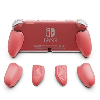 Imagen de Skull &amp; Co. GripCase Lite: A Comfortable Protective Case with Replaceable Grips [to fit All Hands Sizes] Compatible [Nintendo Switch Lite] [No Carrying Case] Coral