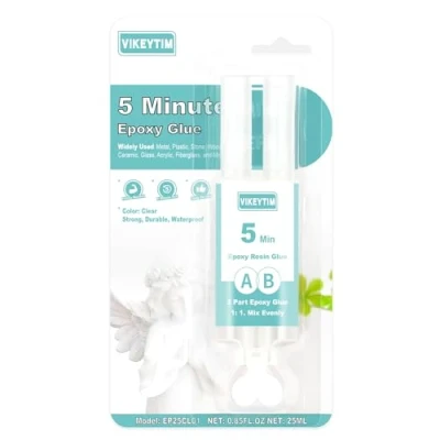Imagen de VIKEYTIM Pegamento Epoxi, 5 Minutos Epoxi 2 Componentes Transparente 25ml, Resina Multiusos de Curado Rápido para Reparar Plásticos Duros, Metales, Cerámica, Madera, etc