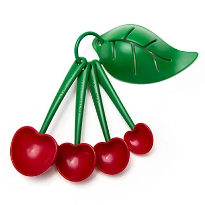 Imagen de Ototo Mon Cherry Set de Cucharas Medidoras y Separador Claras Yemas Pack Medidores Cocina en Forma Cereza Yema Huevos Hoja