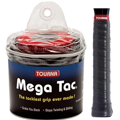 Imagen de Tourna Mt 30 xlbk Mega TAC Extra Tacky Overgrip, Negro (Paquete de 30), Unisex, Unidad