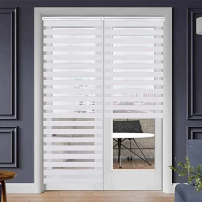 Imagen de SMONTER Easy Fix Estor enrollable con diseño de cebra, para día y noche, accesorios instalación (95 cm x 230 cm, blanco)