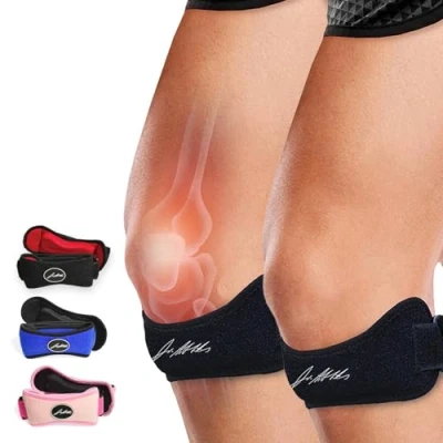 Imagen de Cinta Rotuliana Desarrollada por Médicos Rodillera Compresión Tendinitis Patelar Síndrome Dolor Patelofemoral (Rodilla Corredor) y de la Cintilla Iliotibial, Condromalacia [Negra, Par]
