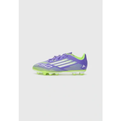 Imagen de adidas Performance F50 CLUB Unisex Botas de fútbol con tacos para niños, Talla: 35.5, Purple rush/white/lucid lemon Zapatos