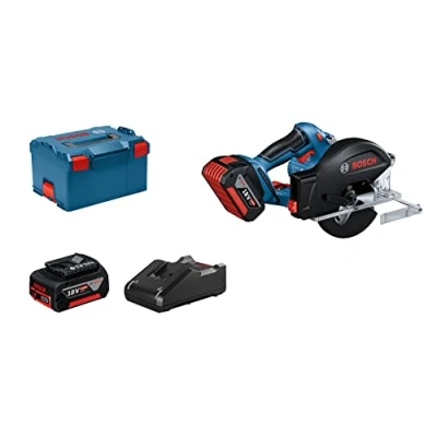 Imagen de Bosch Professional 18V System GKM 50 Sierra circular de metal a batería (Ø 136 mm, 4250 rpm, colector virutas, 2 baterías 5,0 Ah, en L BOXX)