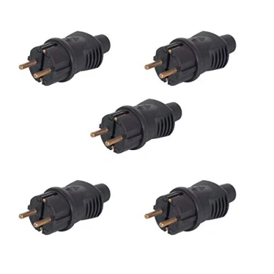 Imagen de 5 pieza de goma Conector Schuko, Enchufe 220 V, IP44), color negro