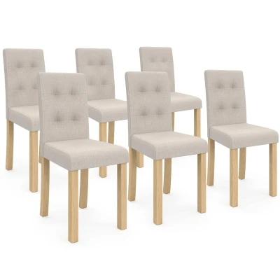 Imagen de IDMarket Juego de 6 sillas Polga tapizadas beige para comedor